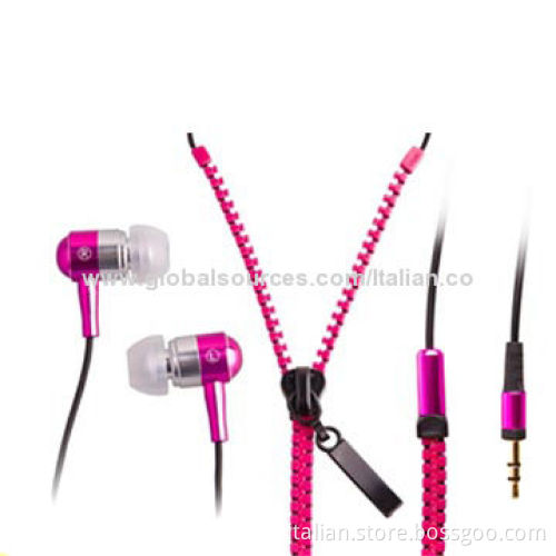 Zipper Metal High-quality Earphones, Fashionable Design, Various Colors Available